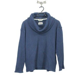Burton Cowl Neck Waffle Top Cotton Classic Navy Size M